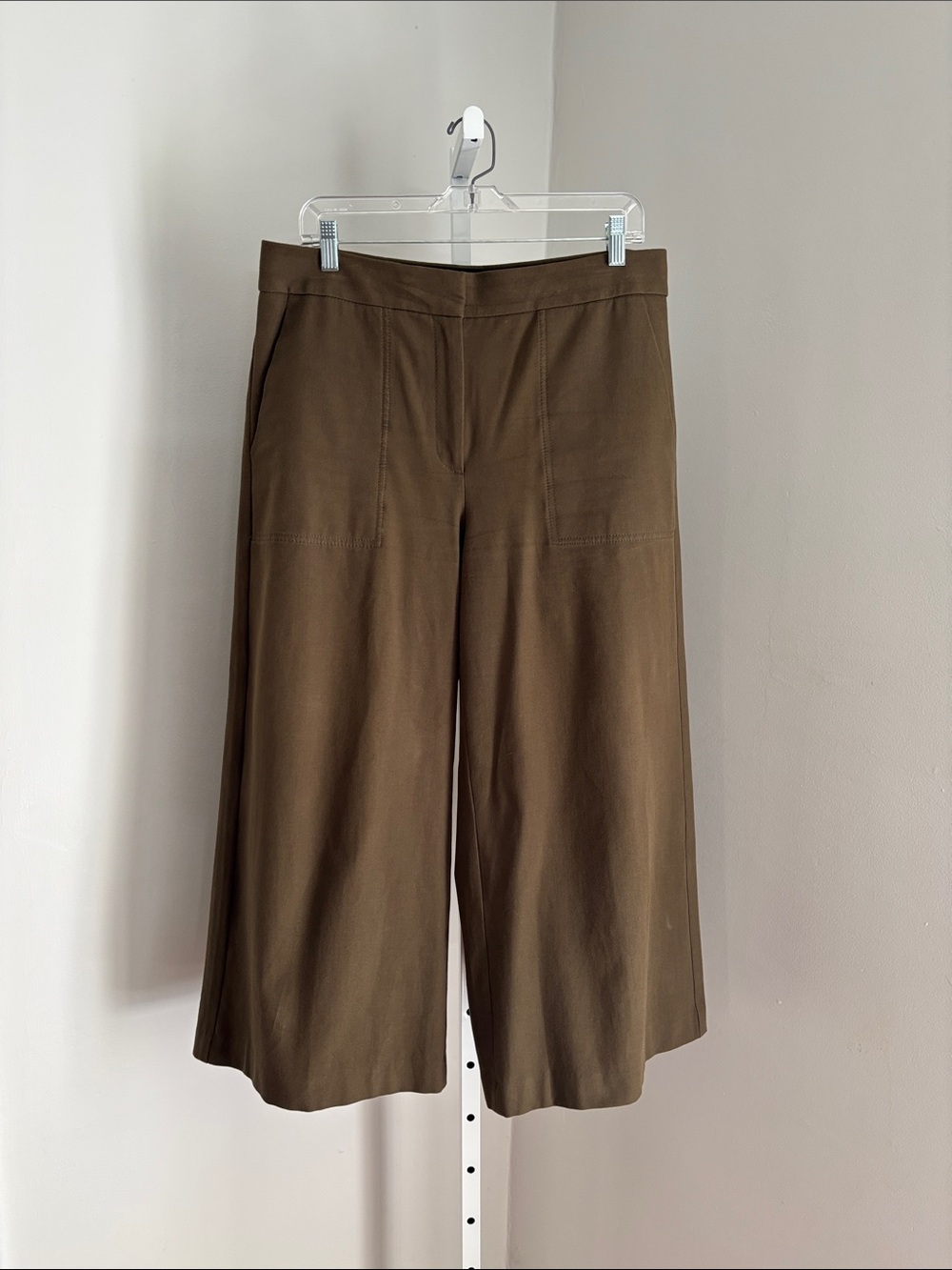 Ann Taylor Wide Leg High-Rise Cropped Pants  Olive Trousers Casual Classic Sz 12 - Picture 5 of 8